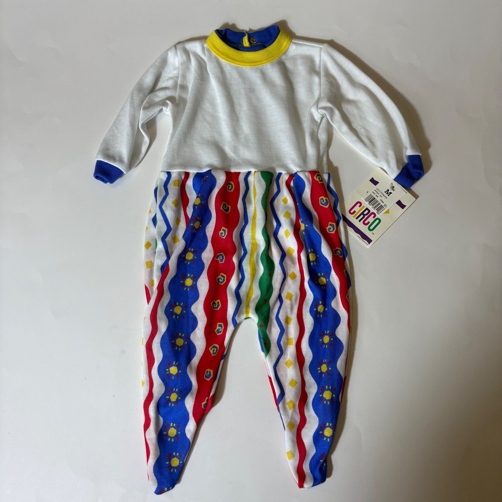 Vintage 90s Infant 6M Circo Footed Romper Sleeper Primary Color Patterned‎ NEW